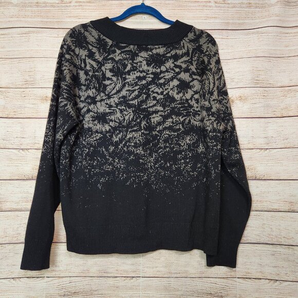 Athleta Women's Jacquard Textured Merino Wool Blend Crew Neck Sweater Black Sz L - Picture 8 of 13